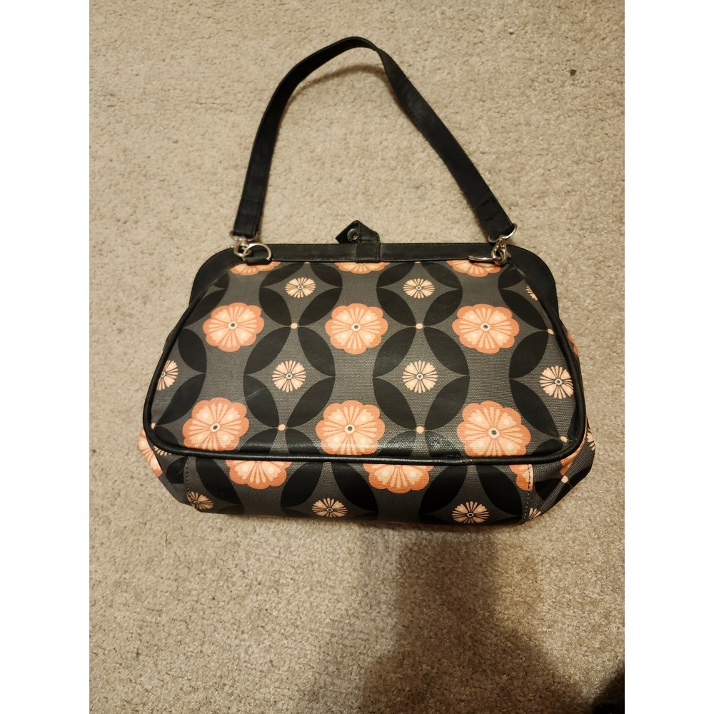 Petunia Pickle Bottom Cross Town Clutch Diaper Floral Grey Orange Glazed Canvas - Picture 2 of 8